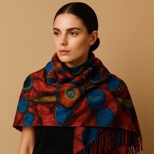 Fraas Luxury Multicolor Abstract Scarf — Bold Artistic Print